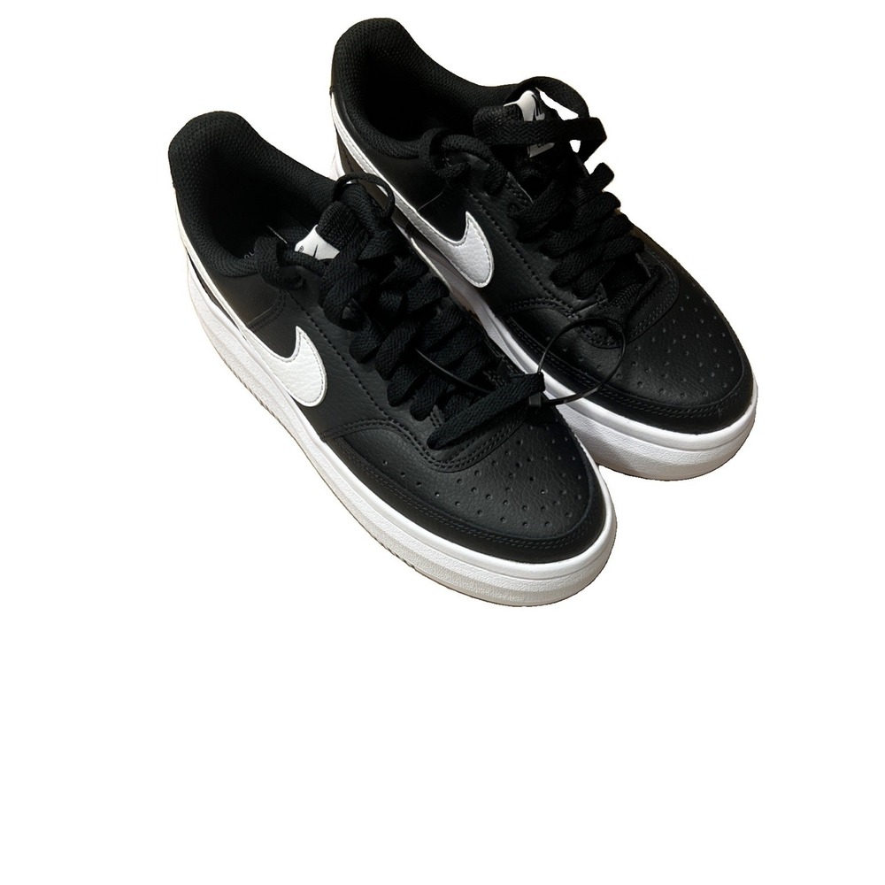 Nike Court Vision Alta Black/White Women's Leather Sneakers-Sz 6.5 DM0113-002